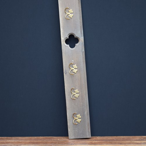 Chapel Coat Rack | Ecclesiastical Oak Vintage Hall Rack Stand Brass Pegs Church