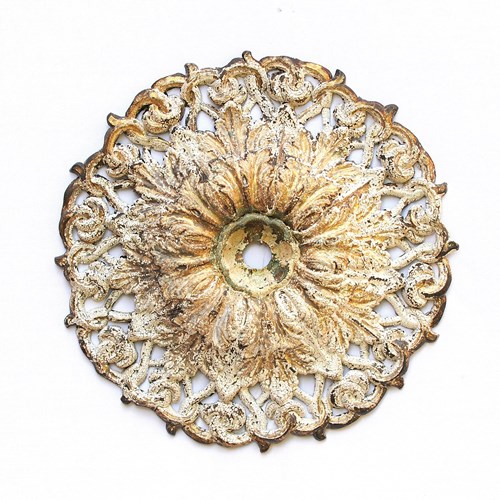 Regency Ceiling Rose Gilt Brass Antique Ceiling Rose Worn Painted Georgian Light