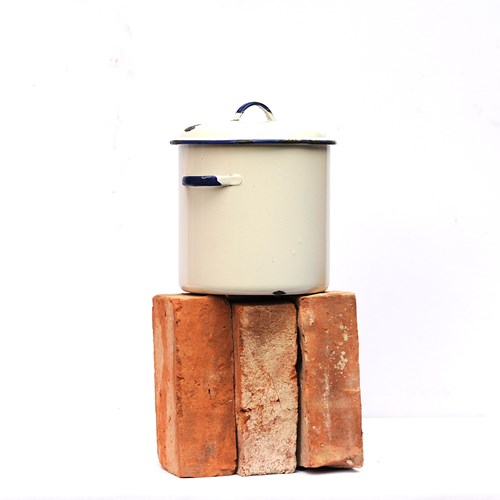 Plain Enamel Bin Vintage Kitchen Baking Cooking Unworded Old Kitchen Pot Storage