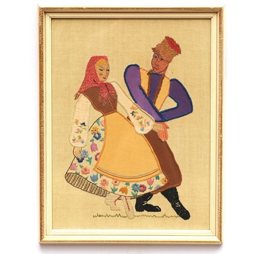 Soviet Union Embroidery Picture Socialist Realism Old Wall Art Needlework Russia