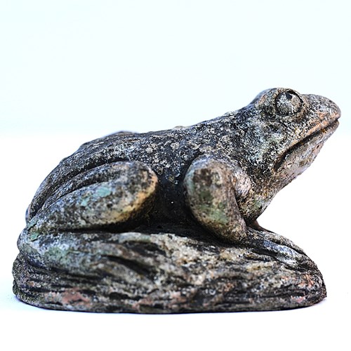 Stone Pond Frog Garden Ornament Old Vintage Garden Toad Animal Figure Water Pot