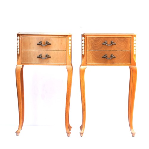 French Bedside Table Cabinet Side Drawer Pair Of Chest Stand Bedroom Storage Old