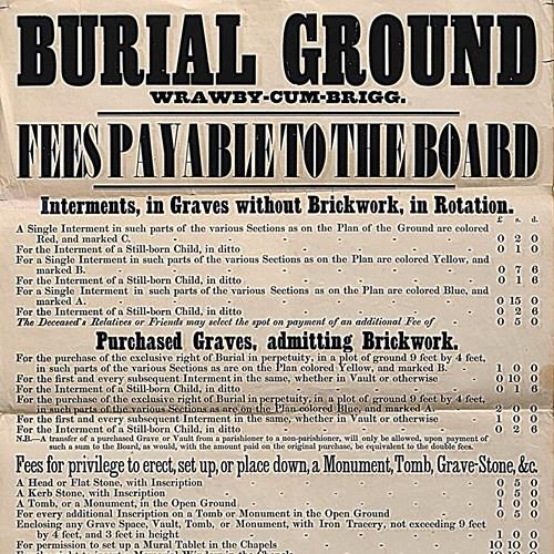 Humber Burial Ground Poster Antique Grave Stone Church Funeral Wrawby Brigg 19Th