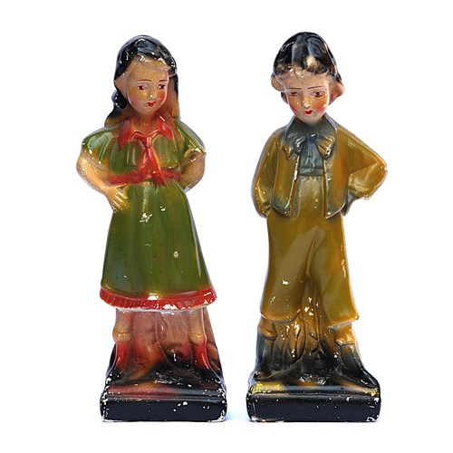 Chalkware Figurines Antique Figure Pair Of Ornament Old Vintage Chalk Ware Art