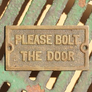 Please Bolt The Door Sign Plaque Br...
