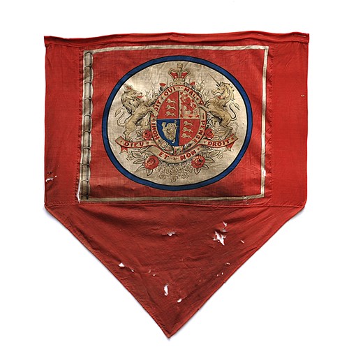 Heraldic Banner Flag Royal Coat Of Arms Textile Lion Unicorn British Antique Old
