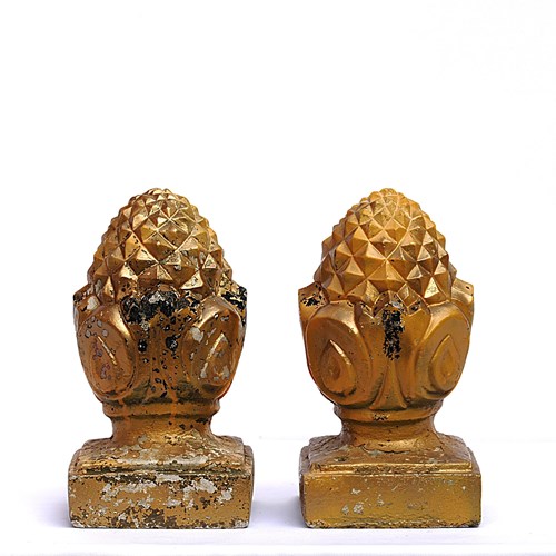 Pineapple Gate Finials Old Vintage Reclaimed Garden Pillar Doorway Interior Pair