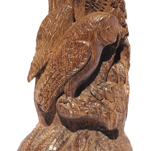Barn Owl Carving Oak Wooden Bird Rural Scene Wood Carver Antique Sculpture Art