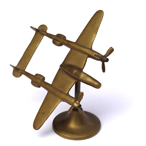 Lockheed P-38 Lightning Brass Model Plane Desk Office Table Old Bomber Aircraft