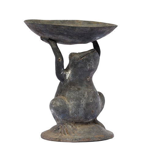 Bronze Bird Bath Antique Garden Birdbath Reclaimed Frog Base Vintage Animal Pond