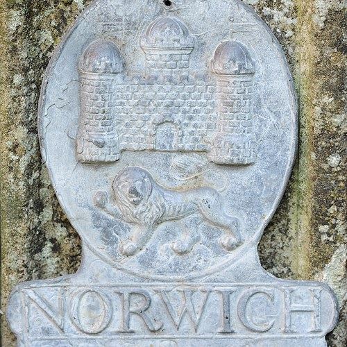Norfolk Georgian Lead Fire Mark Plaque Sign Old Antique Building Insurance Plate