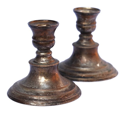 Low Silver Plate Candlesticks Pair Of Vintage Candle Stick Old Table Lighting