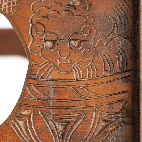 Unusual Carved Flemish Stool Antique Wooden Foot Side Stool Wood Stand Carving