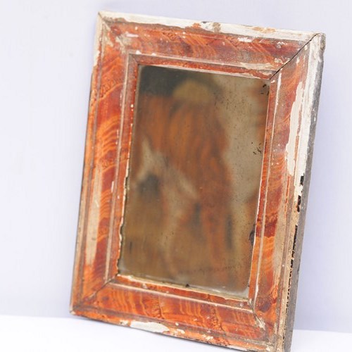 Small Distressed Mirror Old Worn Antique Plate Mirror Frame Glass Mercury Pine