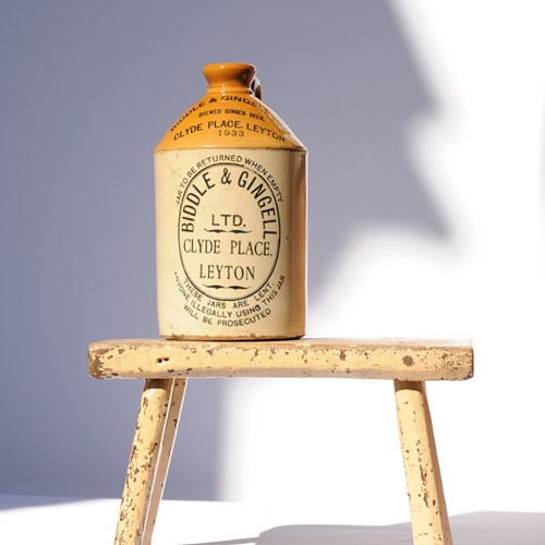 Ginger Beer Flagon 1933 Biddle & Gingell Leyton Vintage Ale Antique Pub Shop Bar