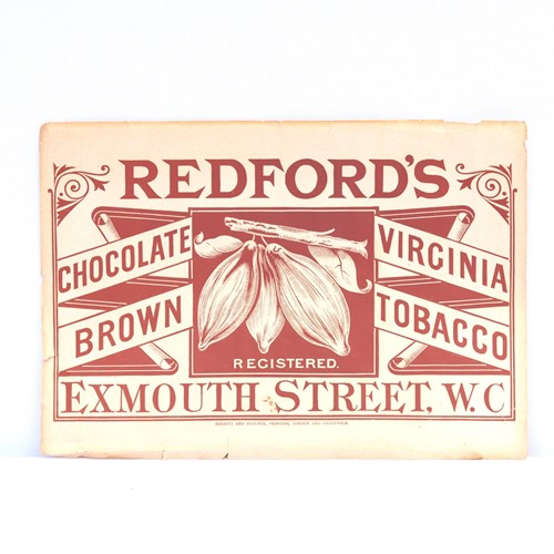 1890 Crate Label Redford's Tobacco London Packing Box Paper Sign Victorian Shop