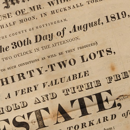 Notts Georgian Land Auction Poster Hucknall Torkard Farmhouse Cottage