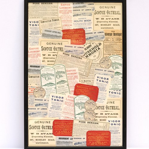 Chemist Label Collage Picture Old Vintage Bottle Label Wall Art Poster Frame