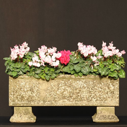 Patinated Cast Stone Planter Old Vintage Garden Flower Trough Plant Potpot Urn