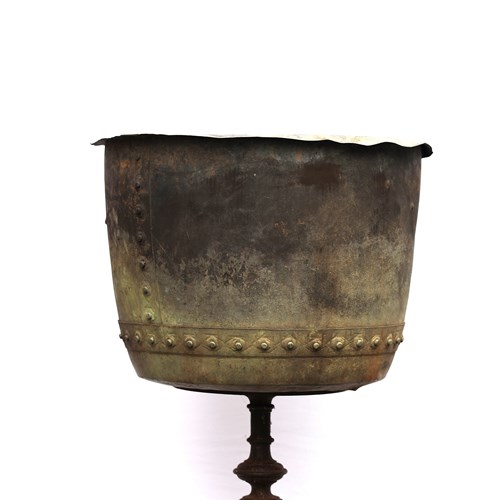 Antique Riveted Copper Planter Trough Urn Pot Cauldron Tank Garden Water Metal