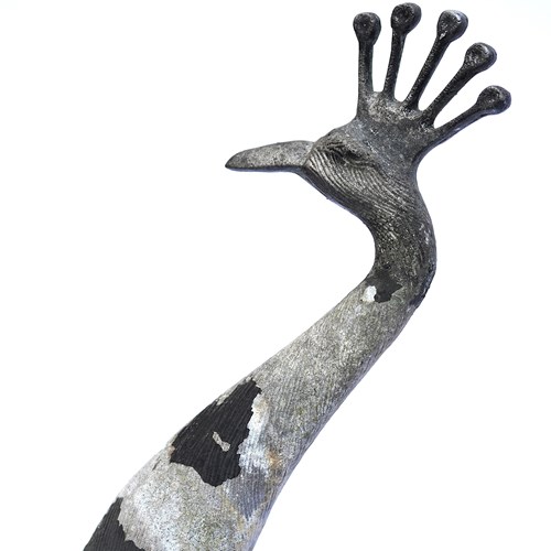Antique Zinc Peacock Old Garden Bird Figure Vintage Metal Animal