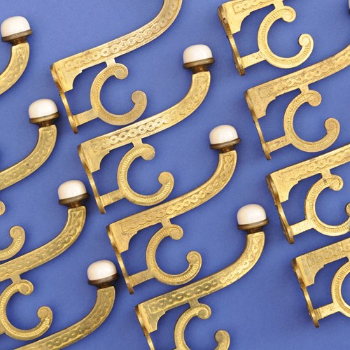 Brass Coat Hooks Victorian Coat Hook Pegs Rail Hall Stand Rack Hat 19Th Hook Old