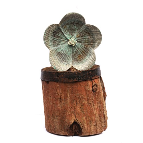 Zinc Bird Bath 19Th C Log Base Antique Garden Birdbath Old Vintage Water Bowl