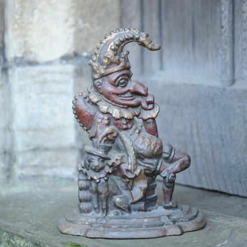 Door Stop Cast Iron Door Porter 19Th C Mr Punch Victorian Antique Old Painted