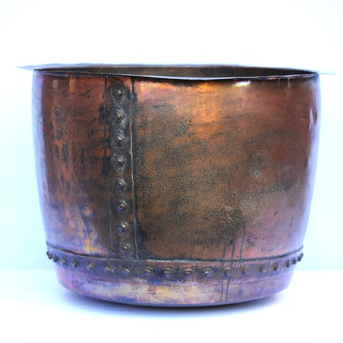 Large Riveted Copper Planter Antique Trough Urn Pot Tank Old Garden Tank 19Th