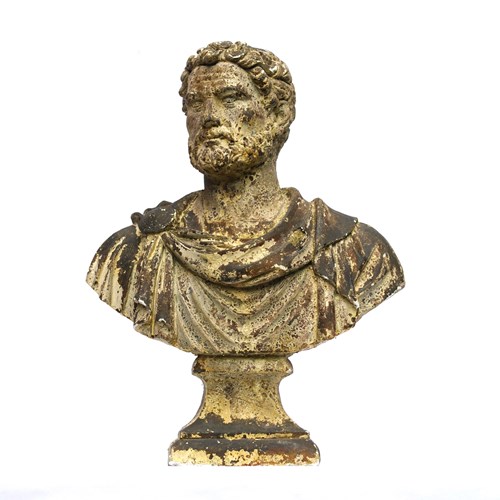 Weather Beaten Bust Roman Emperor Head Figure Fibreglass Italian Painted Gesso