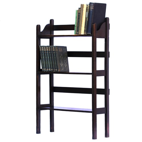 Oak Bookcase Antique Edwardian Wooden Book Case Rack Shelf Open Wood Stand Hall