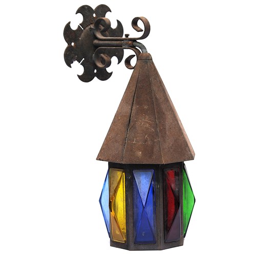 1960 Porch Lantern Multi Coloured Lamp Light Vintage Lighting Old Mid Century