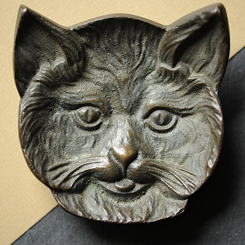 Victorian Cat Pin Dish Antique Brass Pin Dish Animal Pot Bowl Plate Side Table