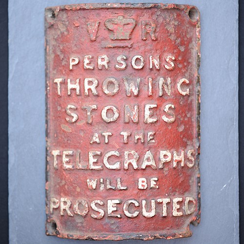 1850 Telegraph Pole Prosecution Sign Plaque Cast Iron Victorian Antique English