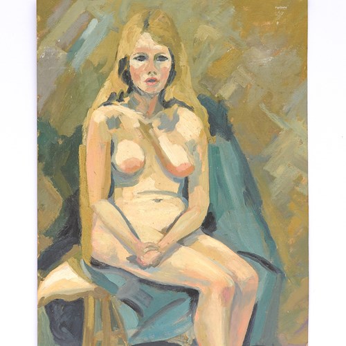 Abstract Female Nude Painting Mid Century Oil Painting Art Nude English Oil Nude