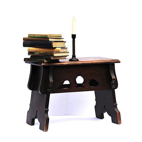 Arts & Crafts Stool Antique Oak Side Table Stand Footstool Reading Old Folk Art 