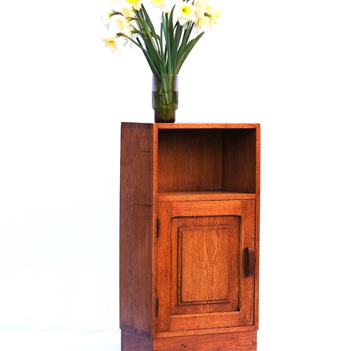 Oak Bedside Cabinet Bedroom Cupboard Shelf Side Lamp Table Book Light Old 1920