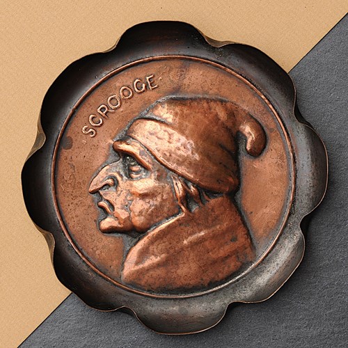 Scrooge Tips Plate Staff Tip Sign Shop Bar Tip Bowl Dish Antique Copper Counter