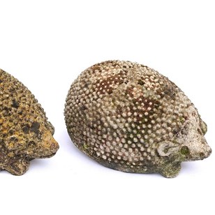 Hedgehog Pair Cast Stone Animal Vin...