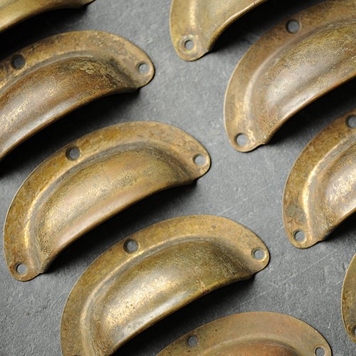12 Reclaimed Brass Cup Handles Old Vintage Antique Knobs Pulls Drawer Plan