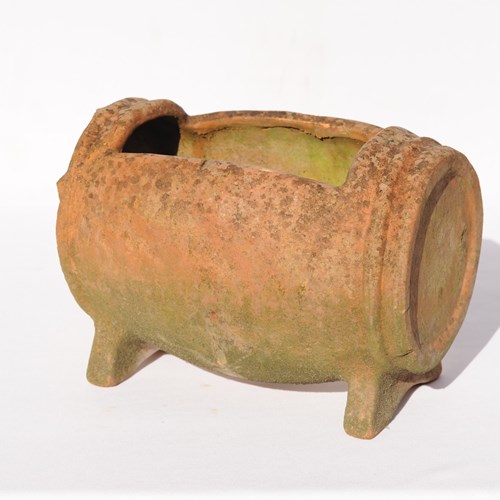 Terracotta Barrel Planter Old Vintage Garden Flower Pot Plant Pot Clay Trough