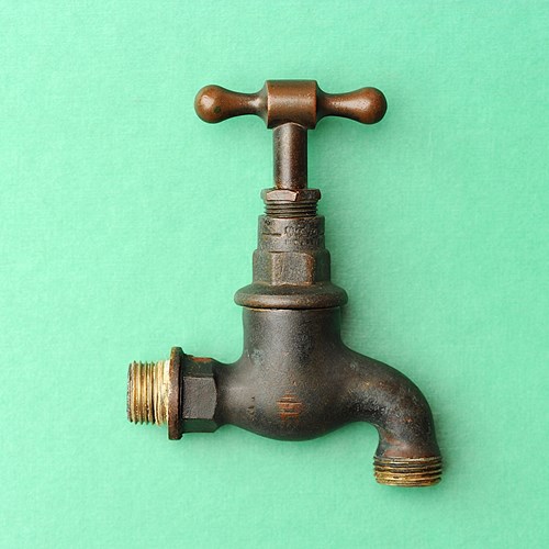 Antique Garden Tap Old Vintage Brass Water Tap Outside Exterior Feature Flower