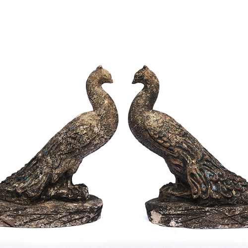 Peacock Pair Vintage Garden Peacocks Pair Of Old Stone Birds Garden Bird Figure