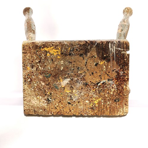 Paint Drip Stool Old Painted Stool Battered Worn Austere Painted Abstract Chair