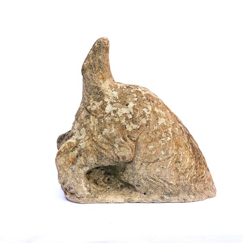 Stone Digging Terrier Old Vintage Garden Ornament Weathered Dog Hole Animal