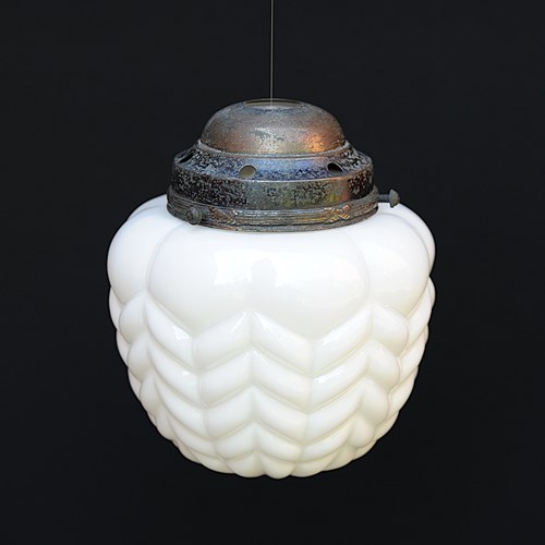 Art Deco Pendant Light Reclaimed Vintage Antique Lamp Glass Shade Lantern Light