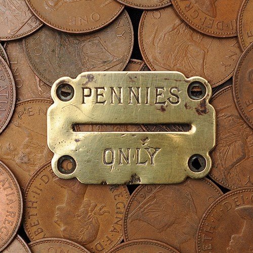 Toilet Door Sign Pennies Only Old Brass Bathroom Toilet Door Lock Plaque Plate