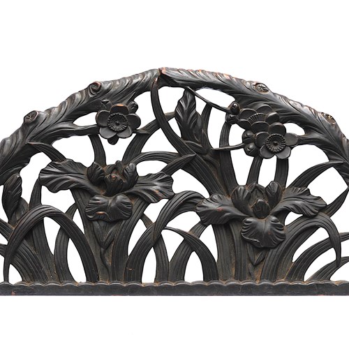 Chinese Panel Decorative Carved Wooden Panel Lotus Flowers Iris Shelf Garden Old