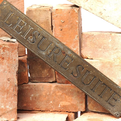 Leisure Suite Door Sign Brass Plaque Old Vintage Reclaimed Sign Games Room