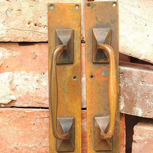 Brass Door Pull Handles Old Vintage Reclaimed Pull Handle Pair Knobs Edwardian